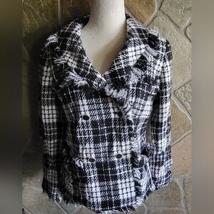 Focus 2000 Black And White Blazer Suit Jacket Vintage Size 12